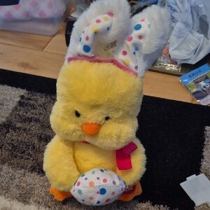 Adorable Yellow Bunny Plush with Polka Dot Ears